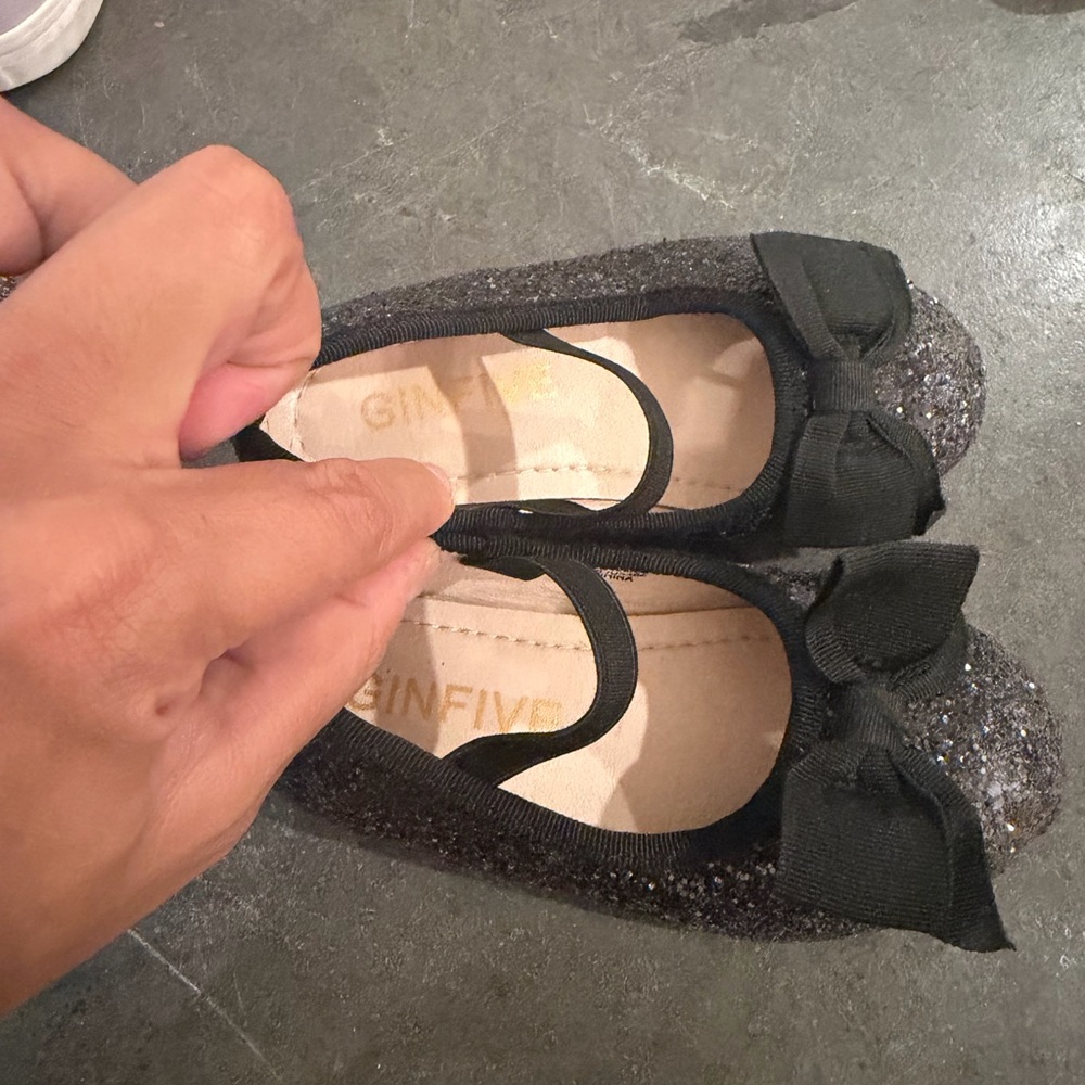 Elegant Black Glitter Kids Dress Shoes